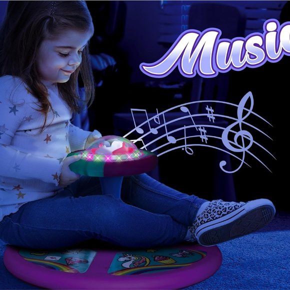 Light-Up Unicorn Twister | 360° Sit Twist and Spin, LED Lights & Music Toddler T - Picture 3 of 6